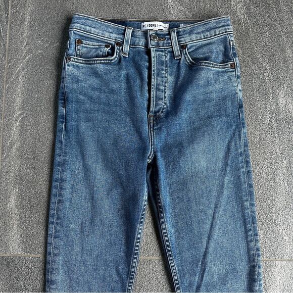 EUC Re/Done Originals 2018 Button Fly High Rise Ankle Crop Stretch Denim Jean 26 - Picture 3 of 15